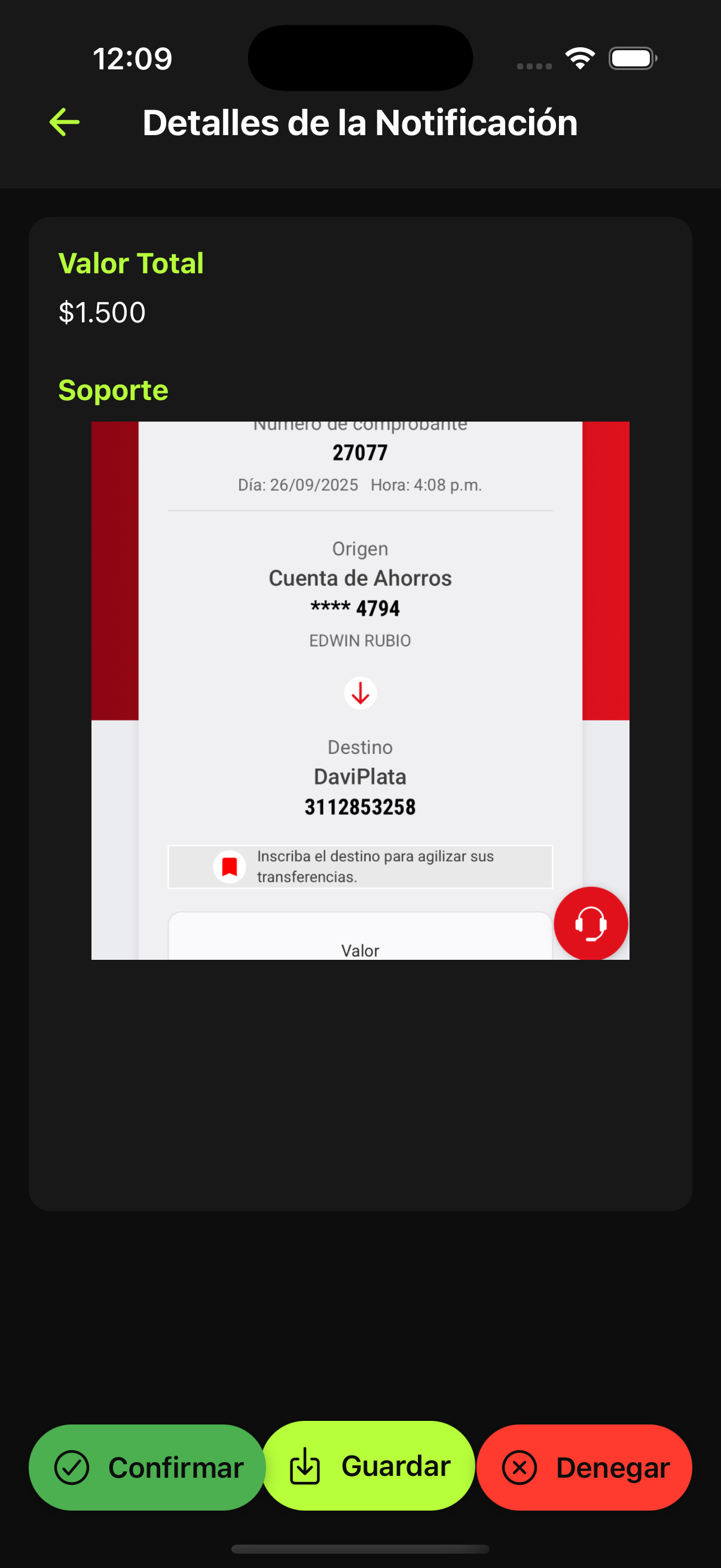 Confirmación de pago